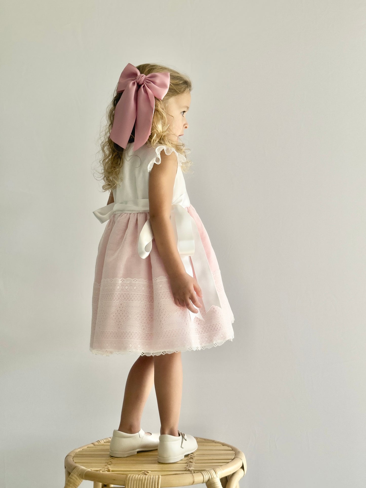 Batista Inglesa Dress White Pink 450