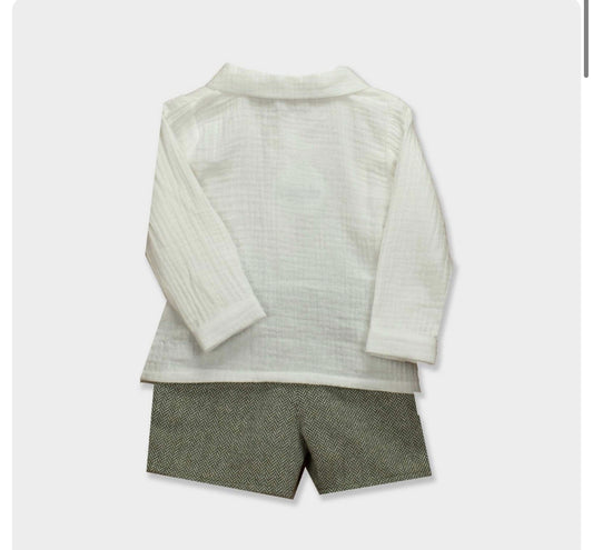 42447 Moss Green Shorts Set 12M