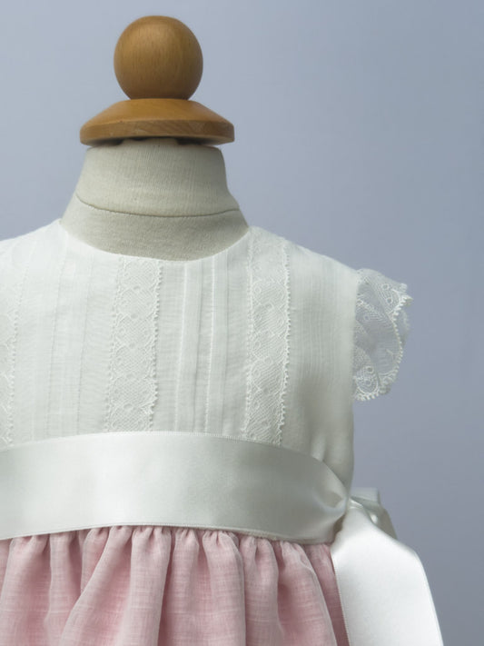 Batista Inglesa Dress White Pink 450