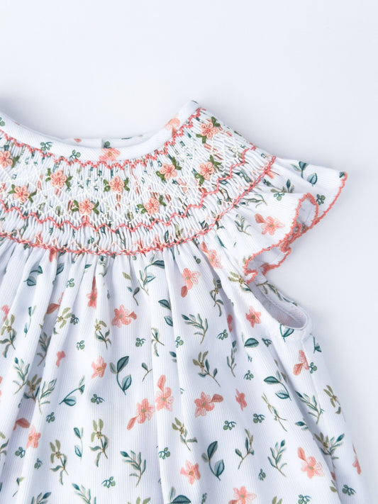 FH10-25-1 Coral Smocked Bishop Bloomer Set