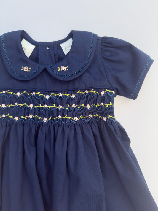 FH15-25-2 Navy Pique Smocked Dress