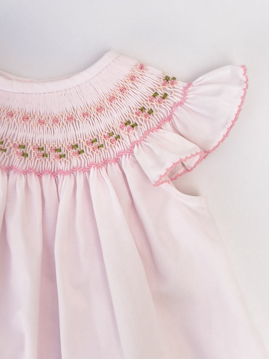 FH18-25-1 Light Pink Smocked Bishop Set