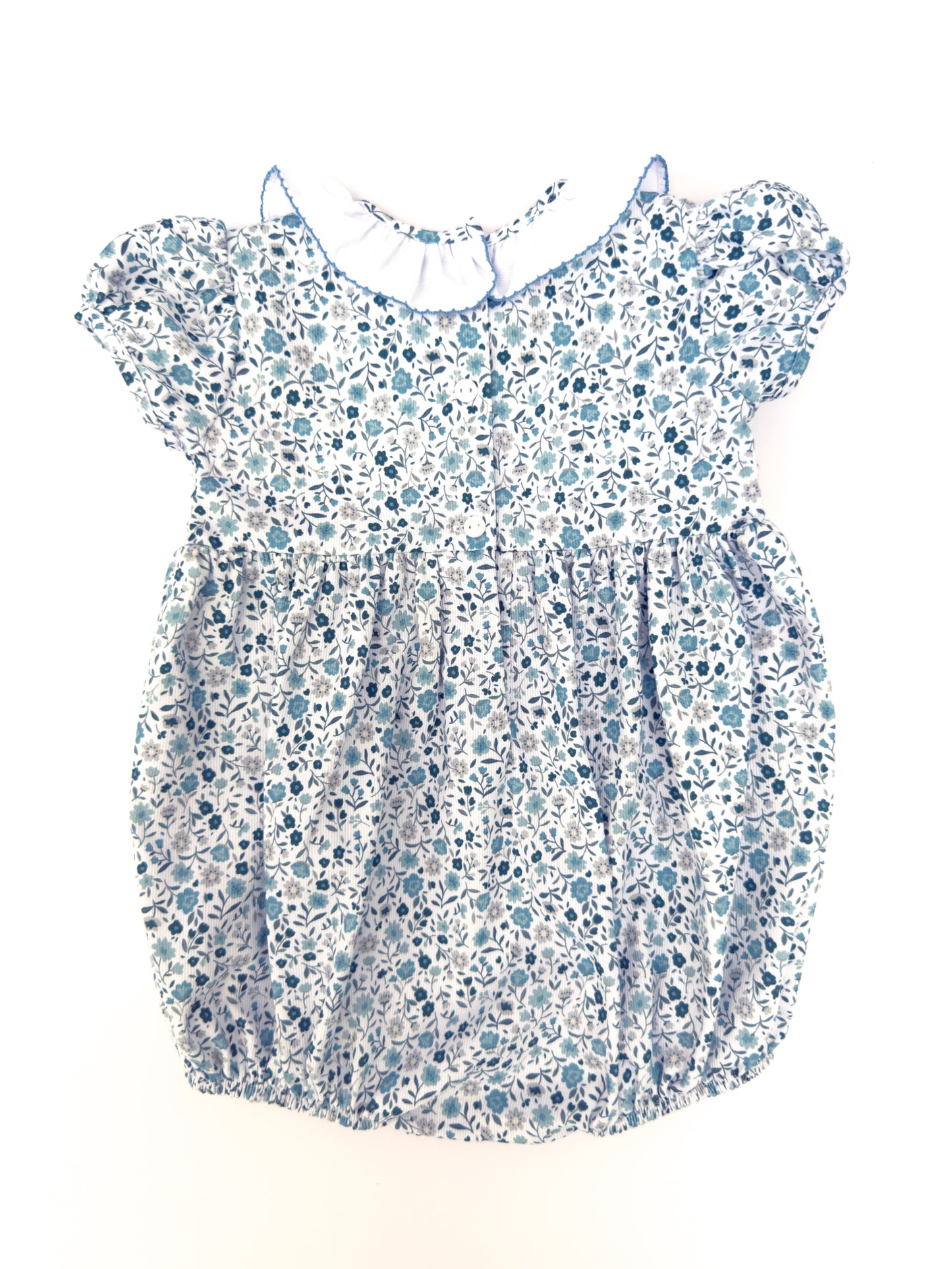 FH08-25-1 Teal Flowers Smocked Romper