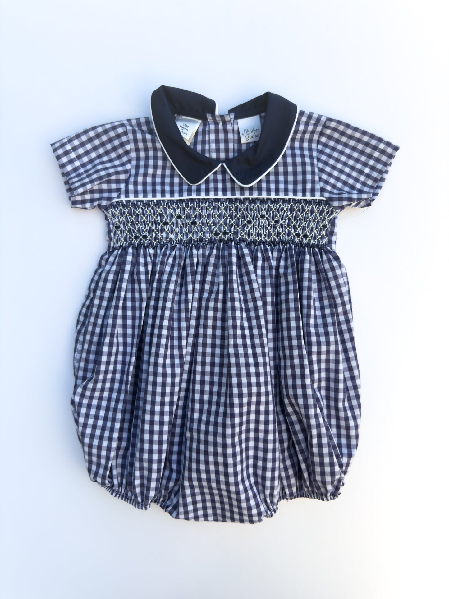 SS2424-2 Blue Check Romper 12M