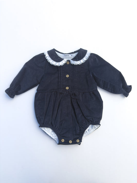 30661 Navy Velvet Romper