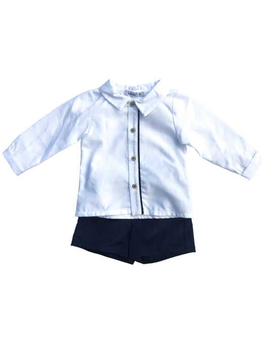 40661 Navy Velvet Shorts Set- Size 12M