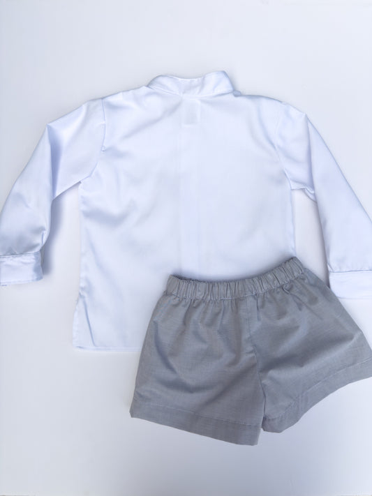 F08-25-3 Gray Stripe Shorts Set