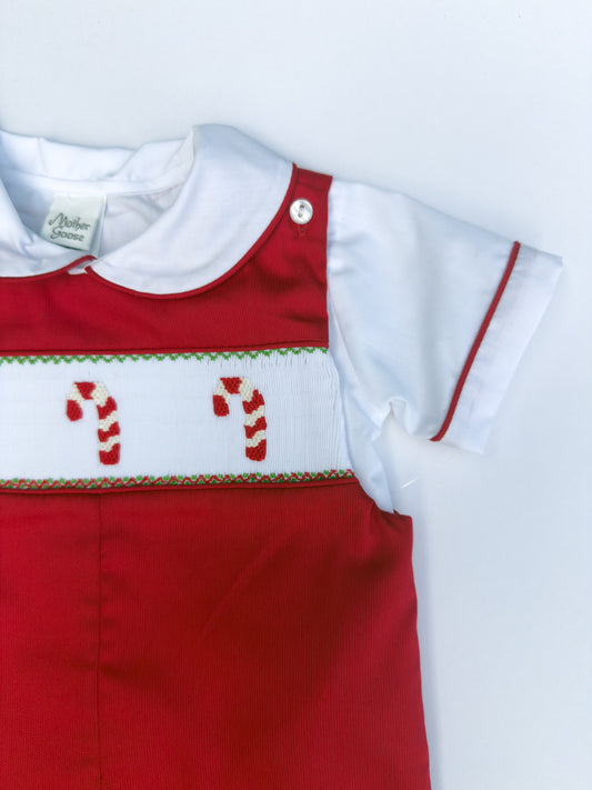 F07-25-2 Red Pique Candy Cane Overall