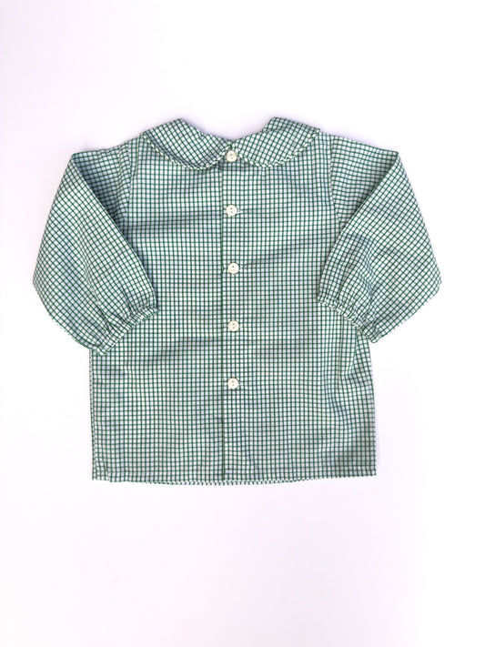 Green Window Pane Peter Pan Collar Shirt