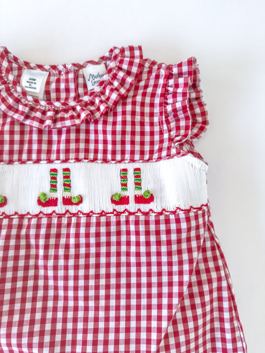 F06-25-1 Red Check Elf Shorts Set