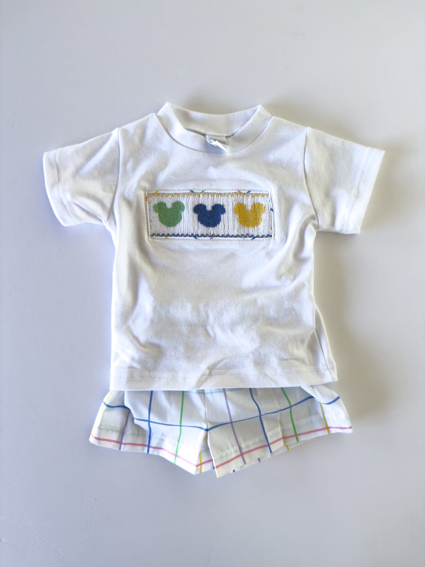 S12-25-3 Mickey Plaid Shorts Set