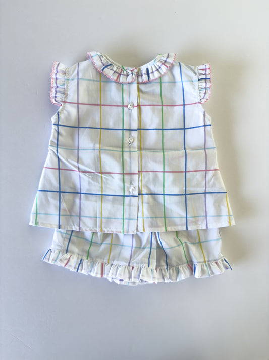 S12-25-1 Minnie Plaid Shorts Set