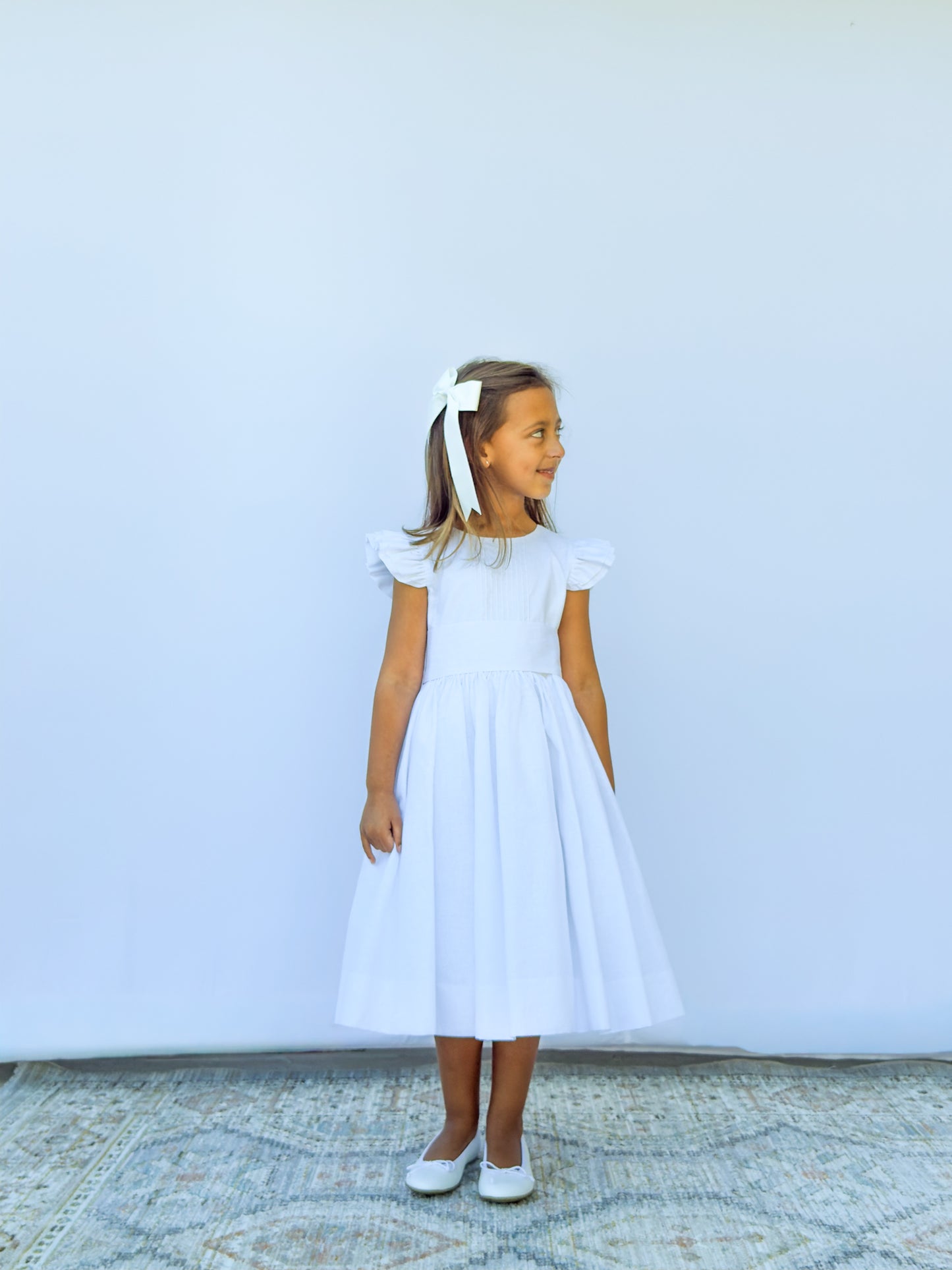 Sophia Flutter Sleeve Linen Dress