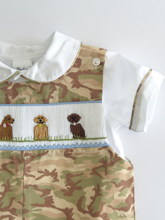 Camo Dog Smocked Overall