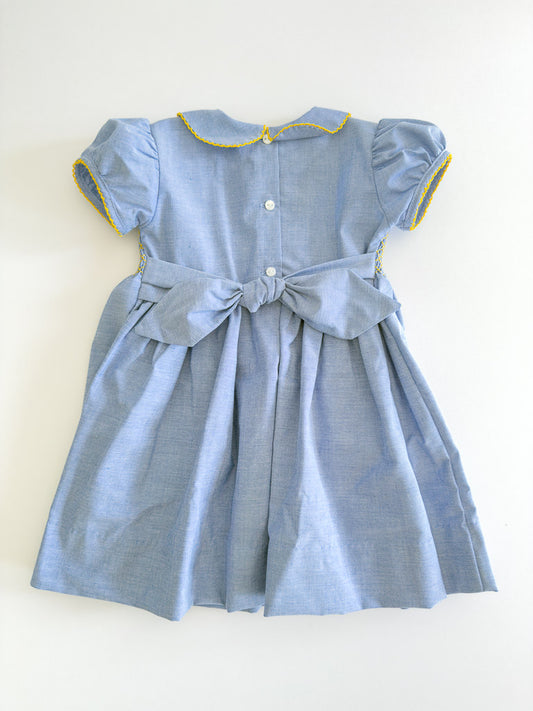 FH13-25-1 CHAMBRAY SMOCKED DRESS