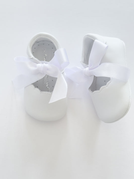 SB1080 White Bow Leather Mary Jane