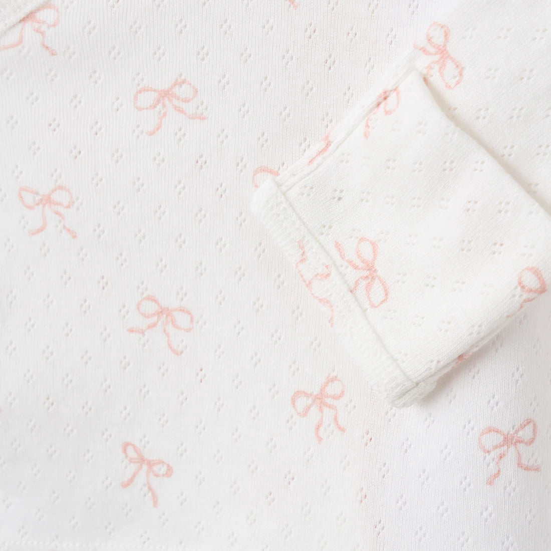Pink Bow Organic Cotton Pointelle 3pc Bag Set