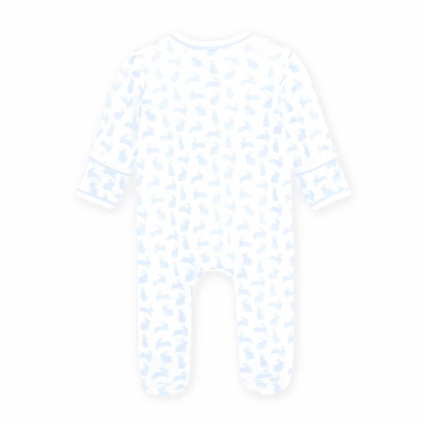Light Blue Leaping Bunnies Print Zip Footie