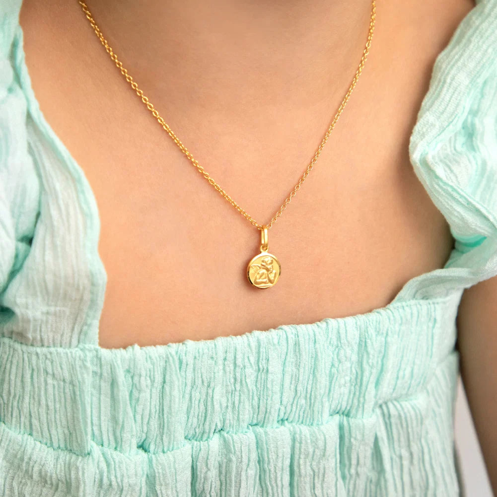Guardian Angel Gold Plated Medal Necklace