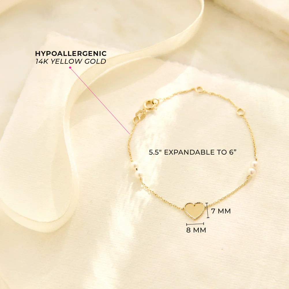 14K Gold Heart Bracelet