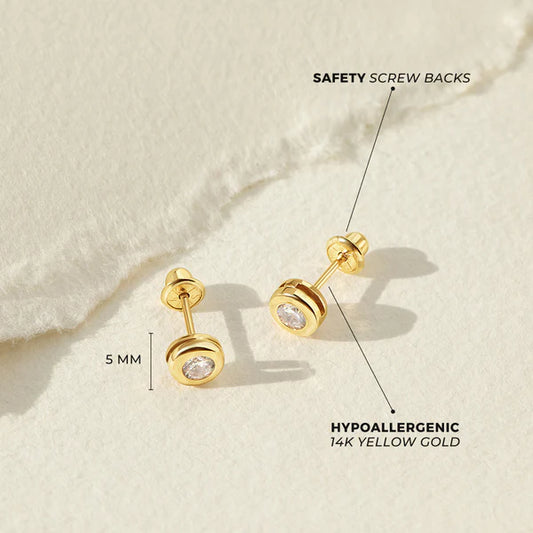 14K Gold Halo Stud Earrings