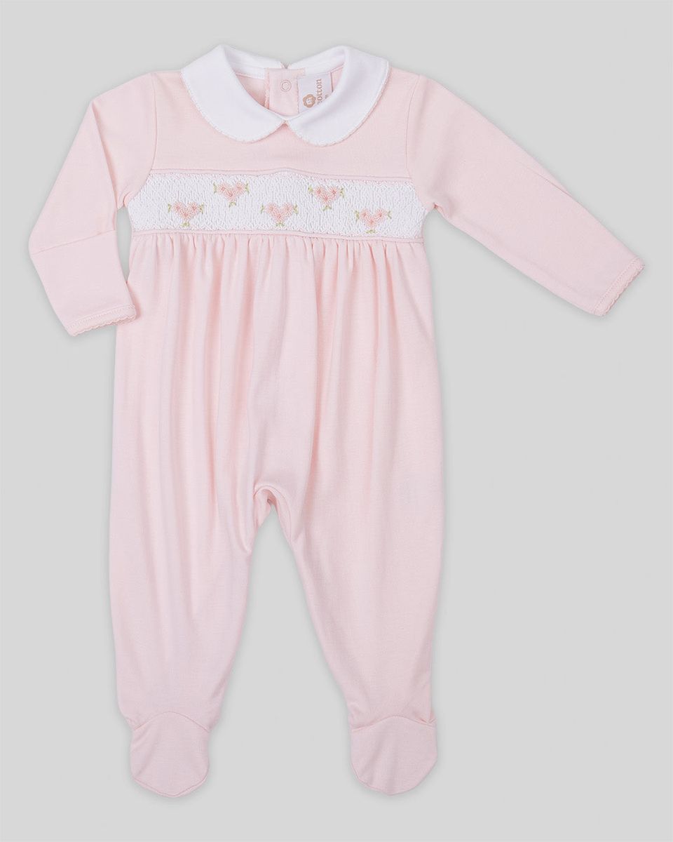 Pink Zuz HandSmocked Footie Romper