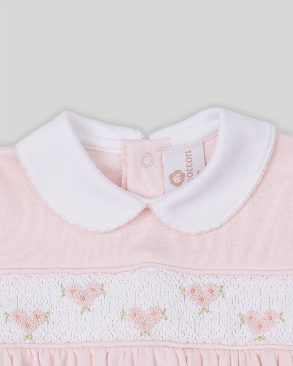 Pink Zuz HandSmocked Footie Romper
