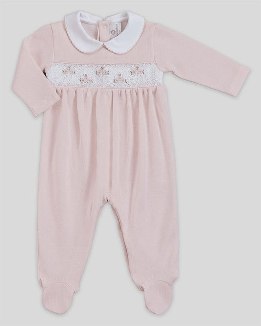 Pink Zuz HandSmocked Footie Romper