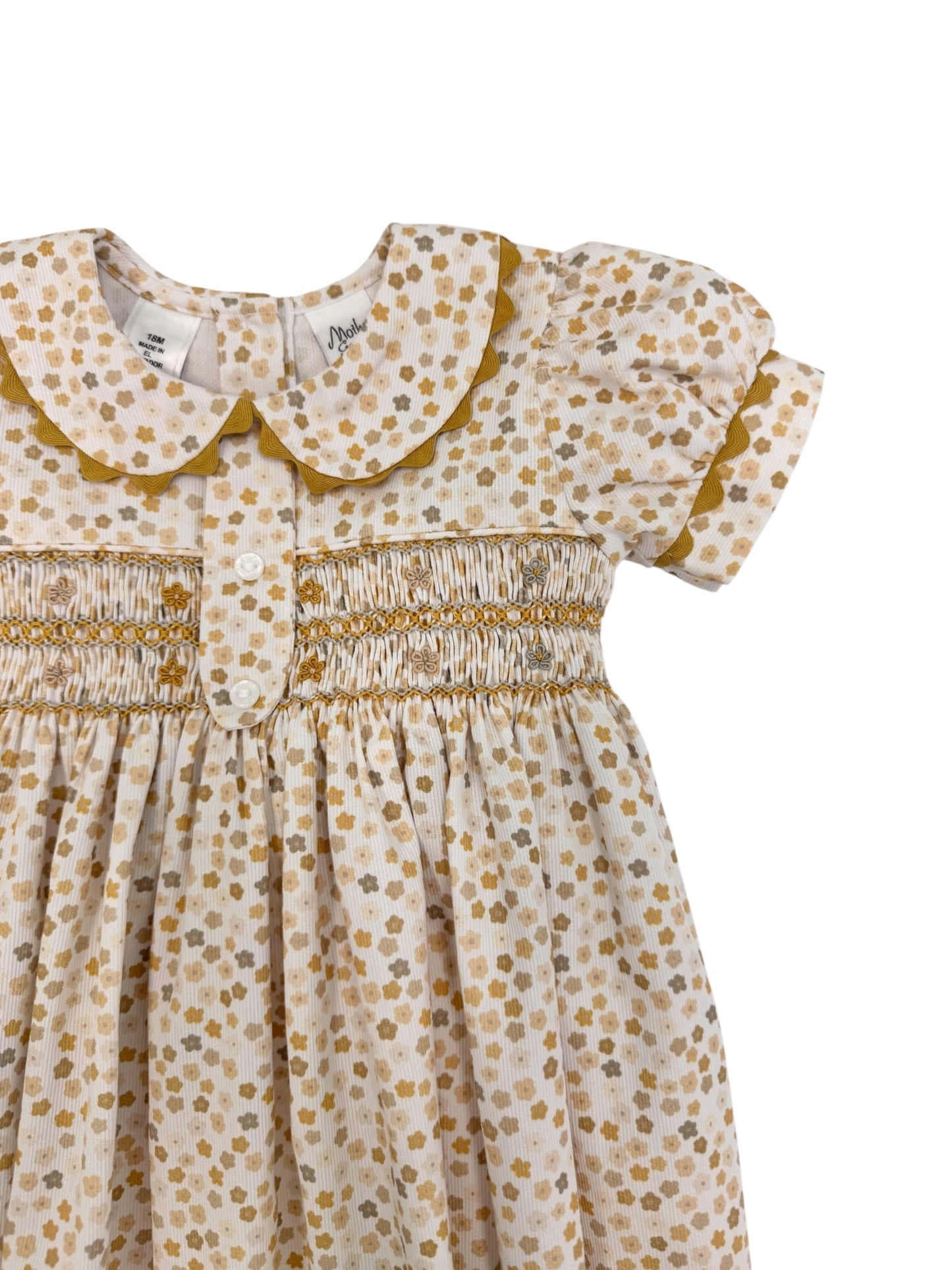 Mustards Calico Print Smocked Dress