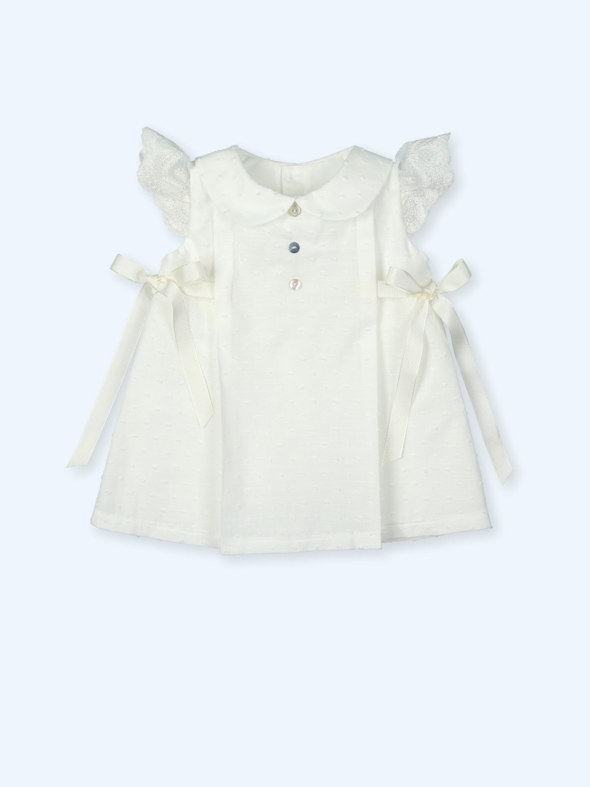 Ecru Plumeti Cotton Dress 0166