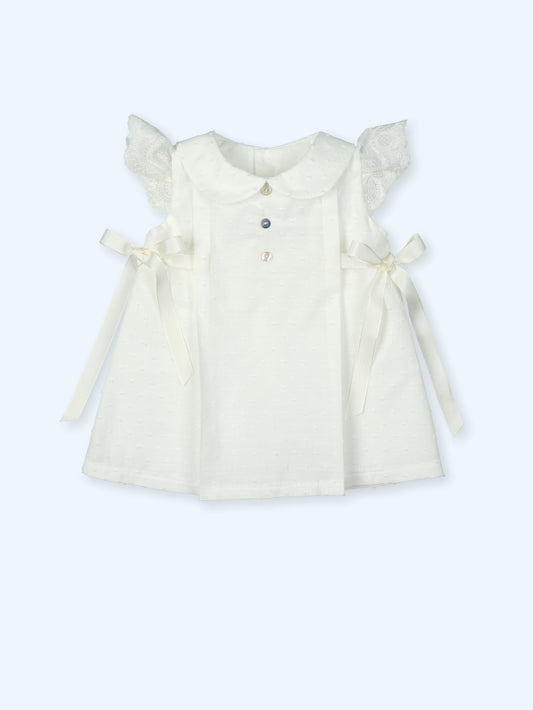Ecru Plumeti Cotton Dress 0166