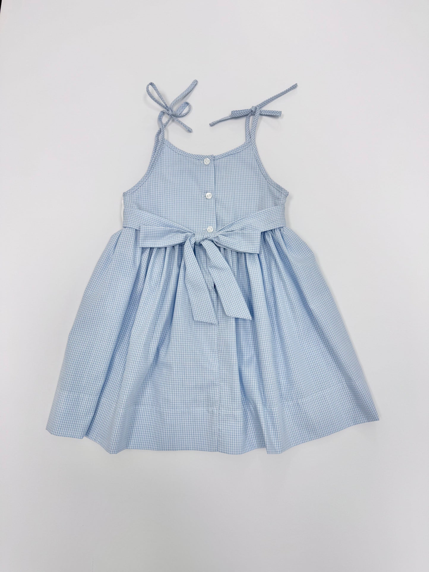 Blue Gingham Carrots Smocked Dress