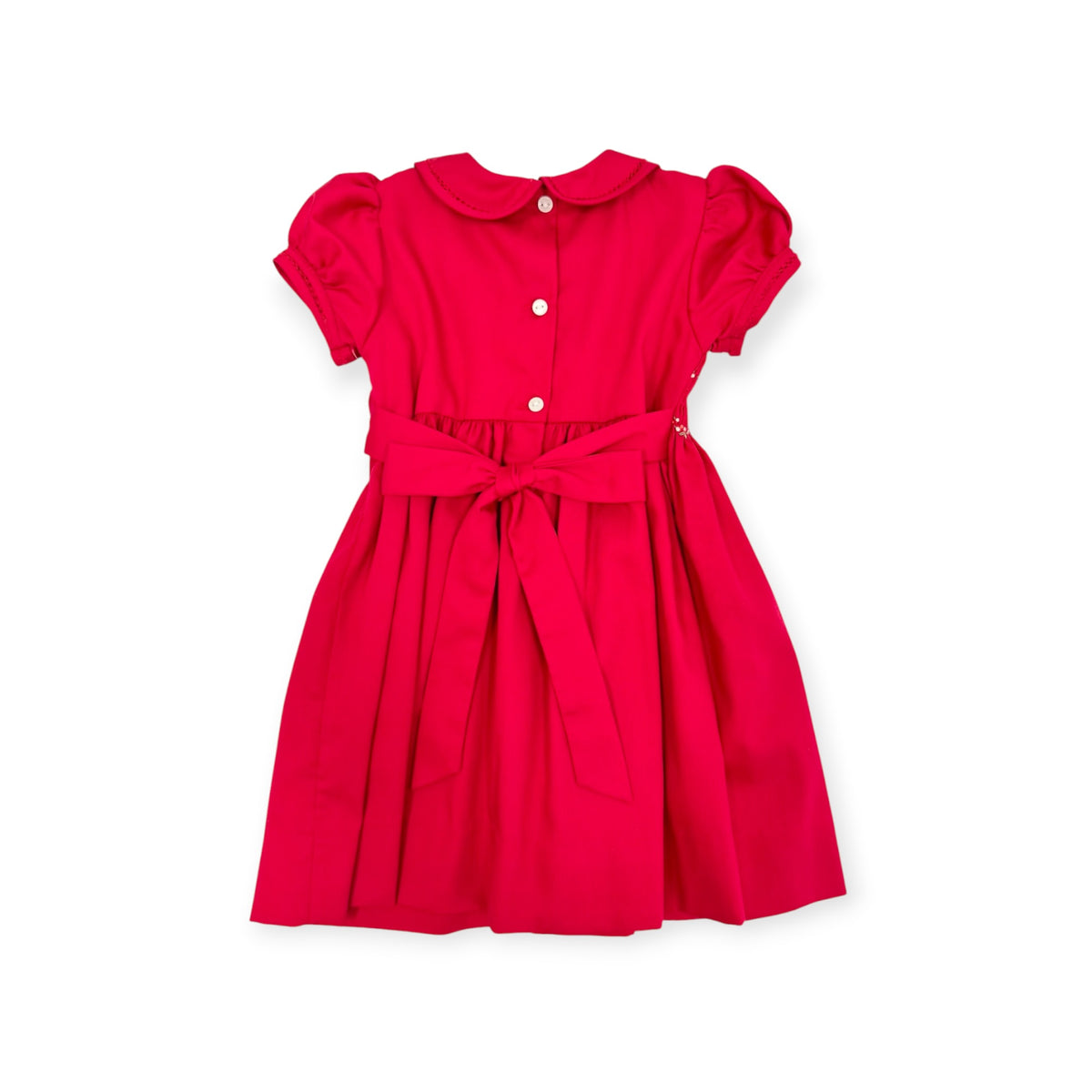 Red Pique Millefleurs Smocked Dress