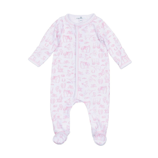 Pink Wild West Toile Footie