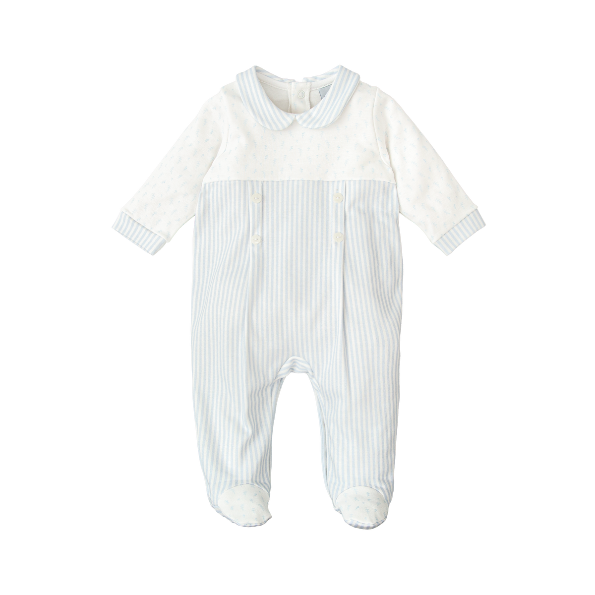 Aromas Blue Cotton Footie Romper 10134