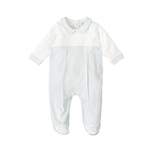 Aromas Blue Cotton Footie Romper 10134