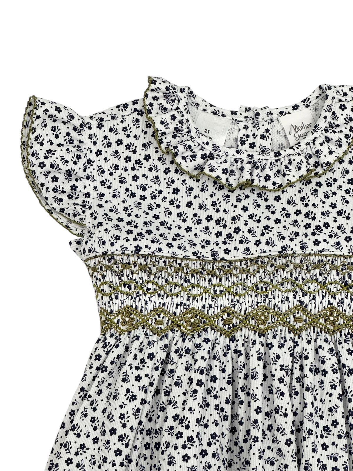 Navy Posies Smocked Dress