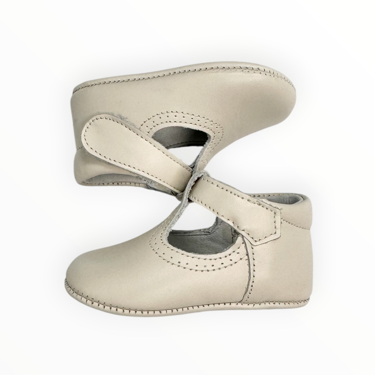 Porcelana Leather T-Strap Velcro Strap