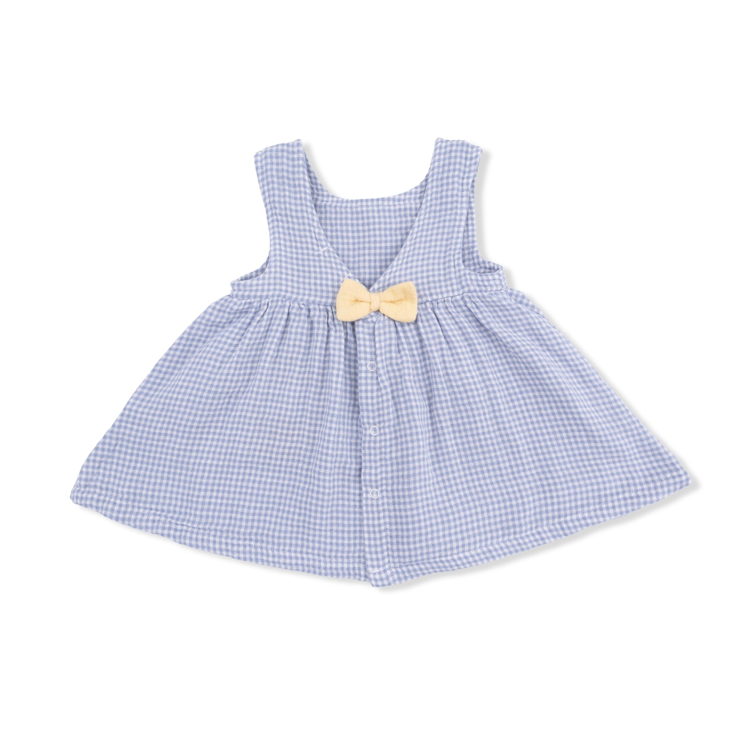 Micro Gingham Blue Blizzard - Dress with Bow and Bloomer