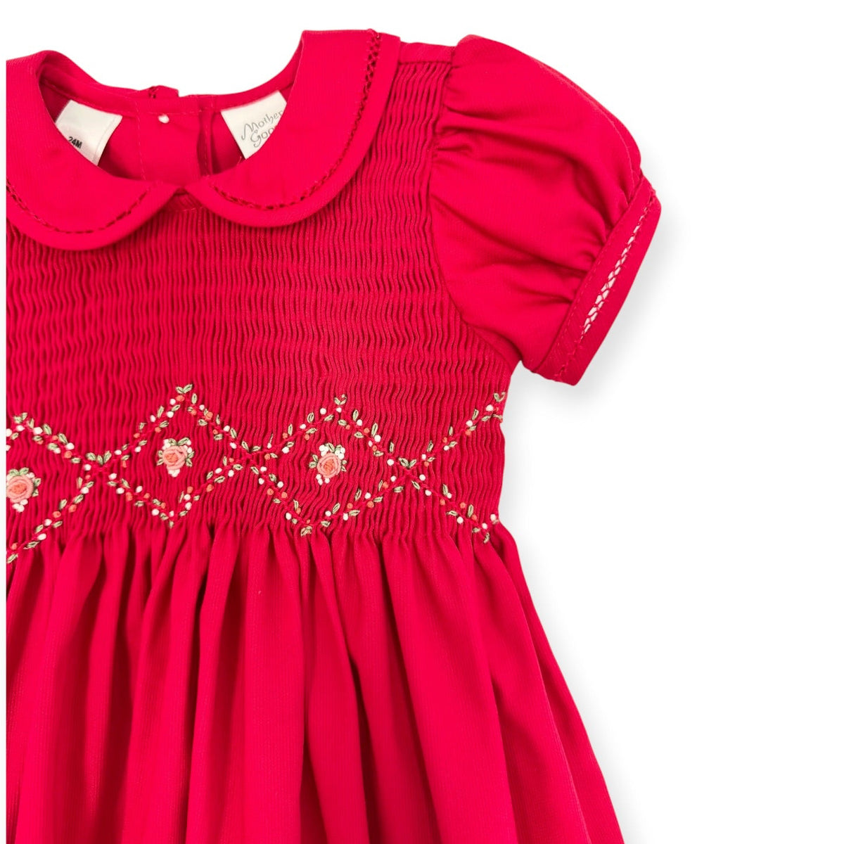 Red Pique Millefleurs Smocked Dress