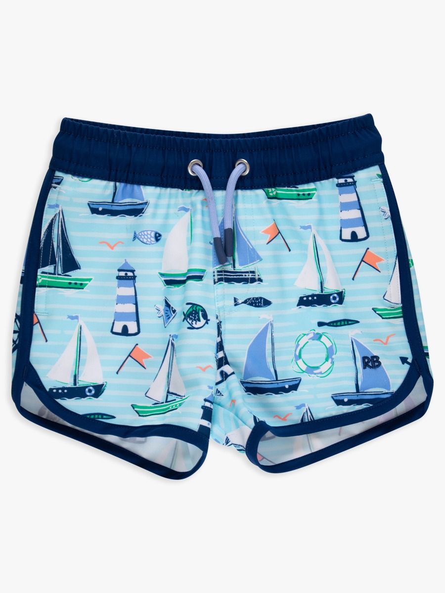 Blue Sweet Sails Performance Swim Trunks