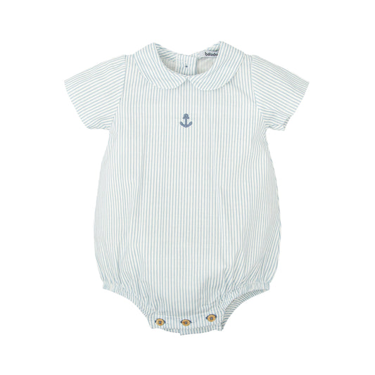 Claridad Blue Stripe Anchor Romper 32420