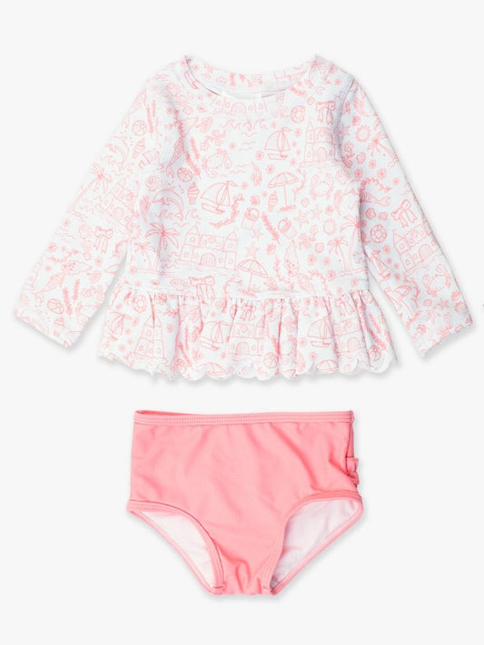 By the Seaside Long Sleeve Rash Guard Bikini