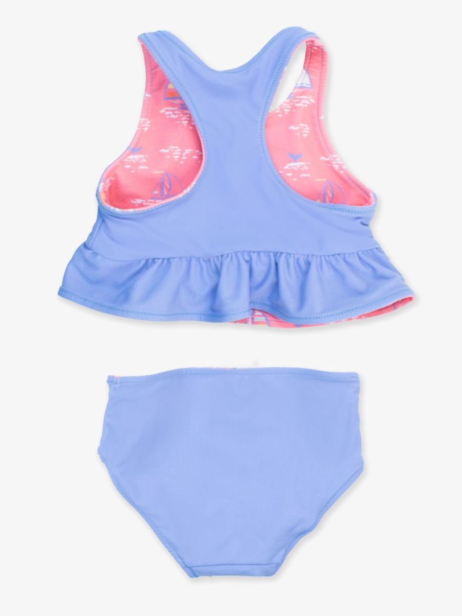 Pink Seas the Day Reversible Peplum Tankini