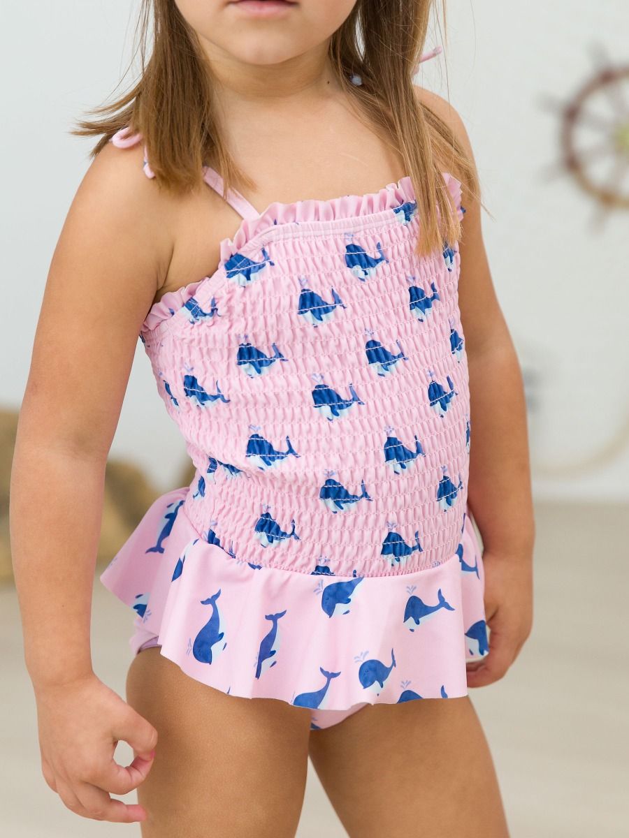 Pink Whale Friends Smocked One Piece