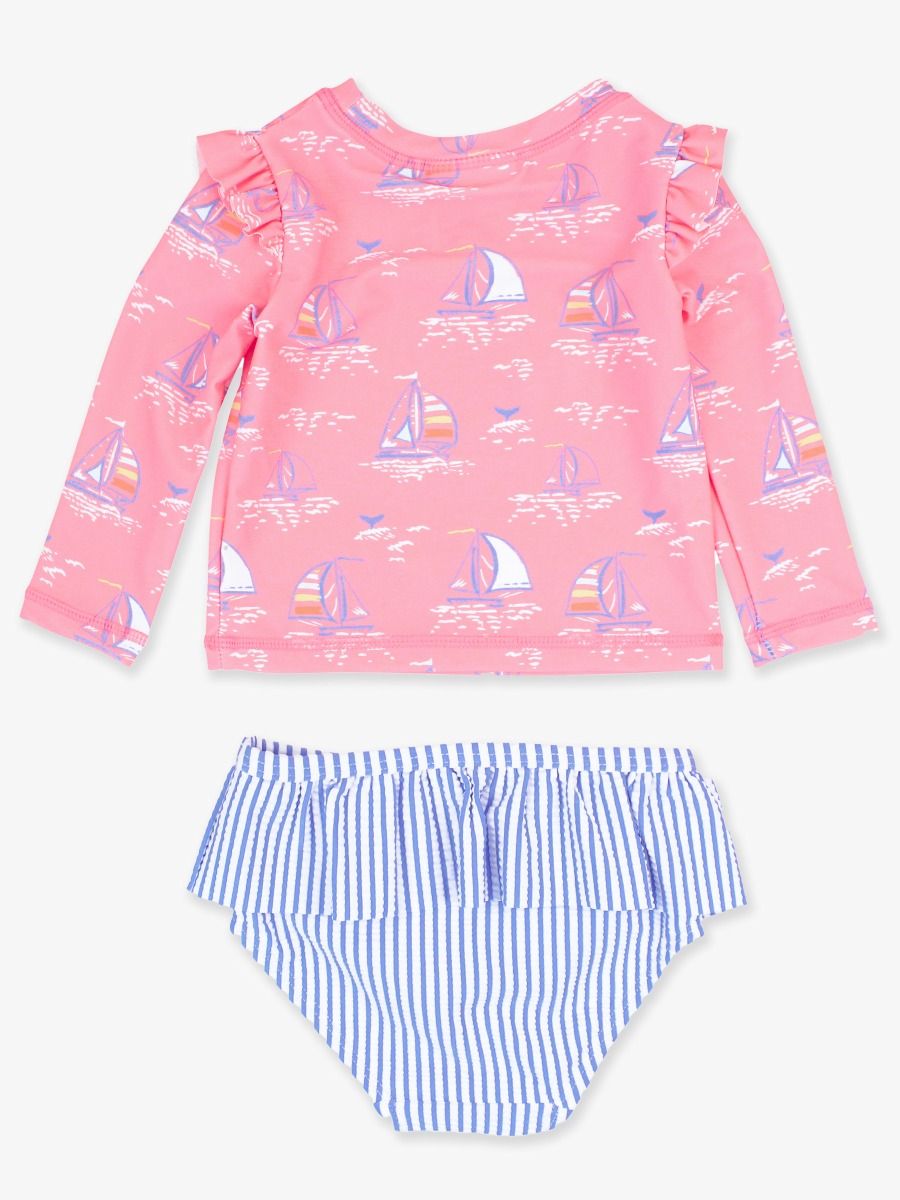 Pink Seas the Day Long Sleeve Rash Guard Bikini