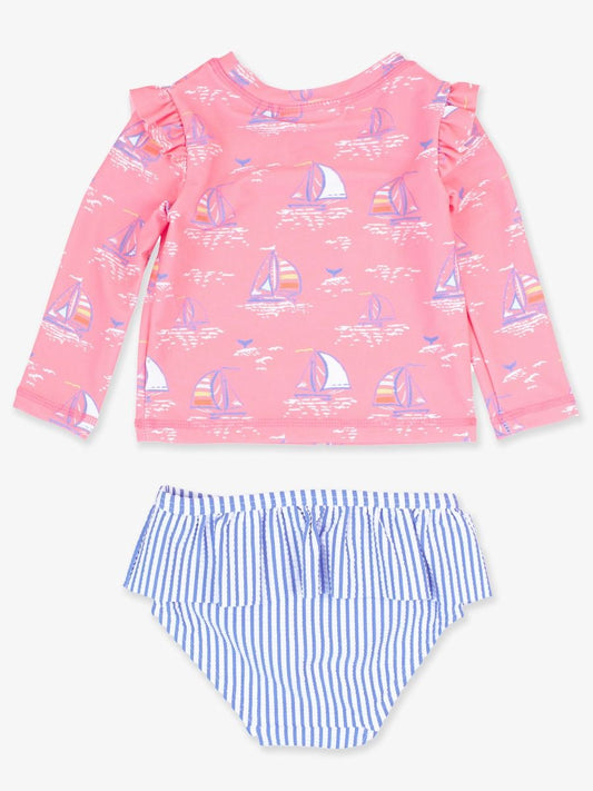 Pink Seas the Day Long Sleeve Rash Guard Bikini
