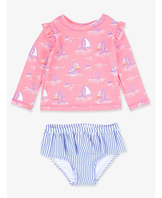 Pink Seas the Day Long Sleeve Rash Guard Bikini