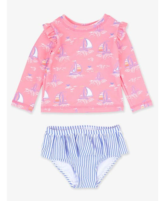 Pink Seas the Day Long Sleeve Rash Guard Bikini