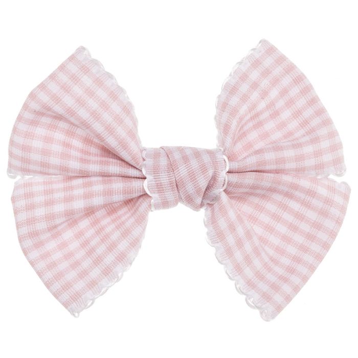 Medium Gingham Bow with Wavy Trim
